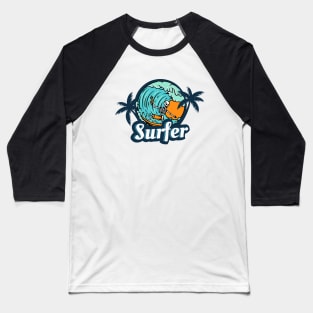 Skull Surfer Surfing Lover Baseball T-Shirt